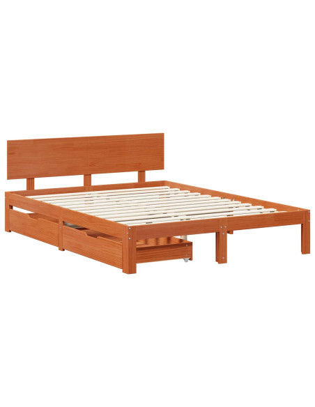 Struttura del letto 3 pcs Marrone cerato Legno di Pino Massello