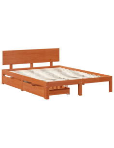 Struttura del letto 3 pcs Marrone cerato Legno di Pino Massello 2