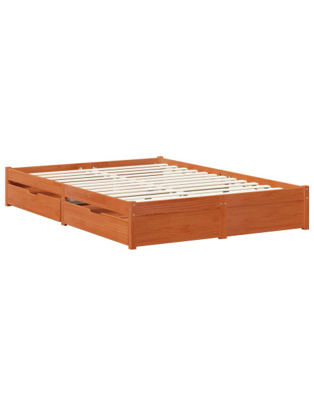 Struttura del letto 3 pcs Marrone cerato Legno di Pino Massello