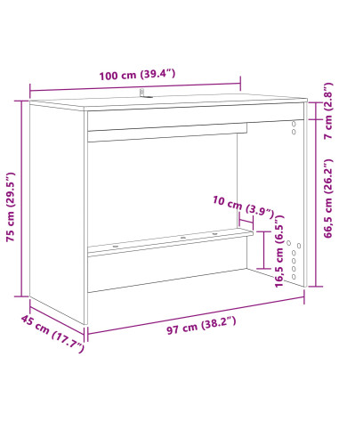 Scrivania Letto Rovere fumé 100 x 45 x 75 cm Legno multistrato