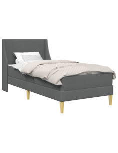 Struttura letto con materasso Grigio scuro 90 x 200 cm Tessuto 2