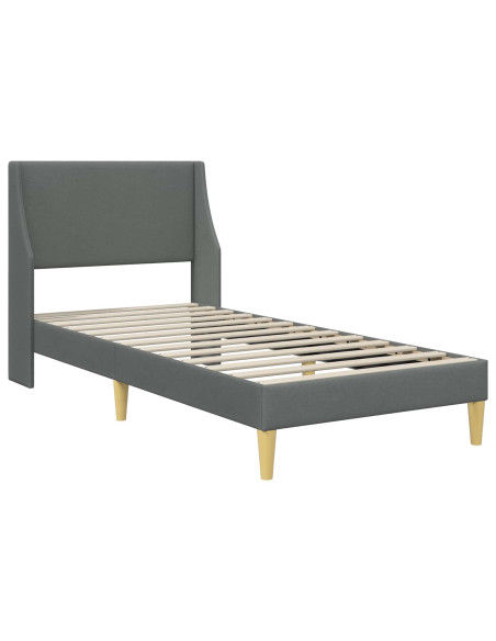 Struttura letto con materasso Grigio scuro 100 x 200 cm Tessuto