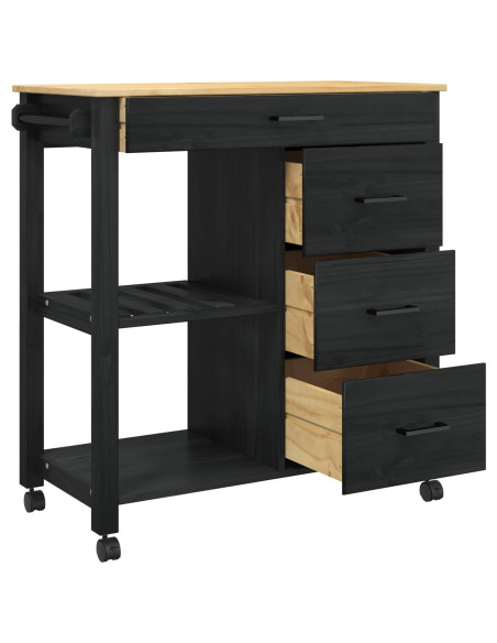 Carrello da Cucina MONZA Nero 84 x 40 x 88,5 cm