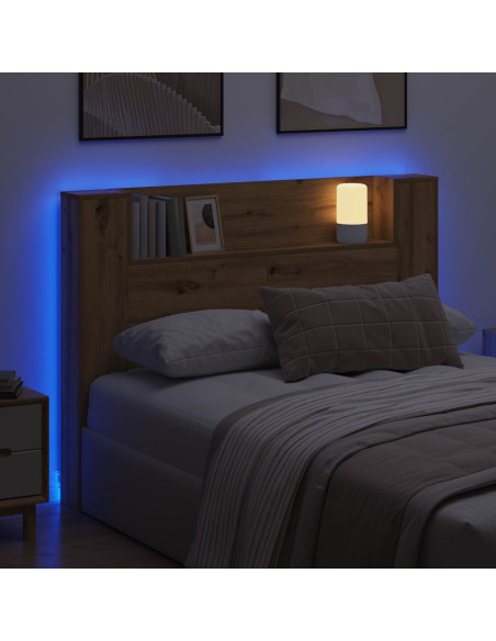 Testata con Mobile e LED Rovere Artigianale Legno multistrato