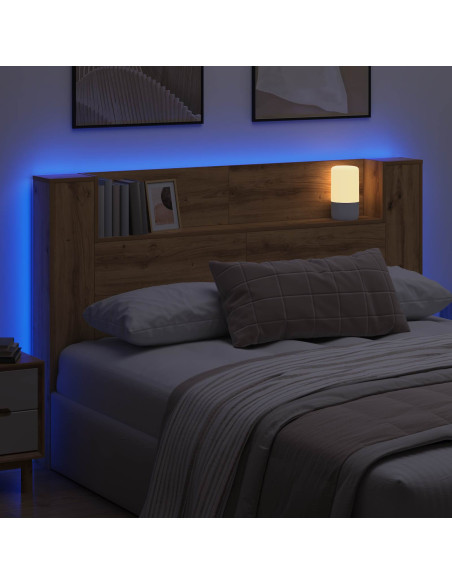 Testata con Mobile e LED Rovere Artigianale Legno multistrato