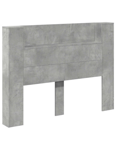 Testata con Mobile e LED Calcestruzzo 140 x 16,5 x 103,5 cm