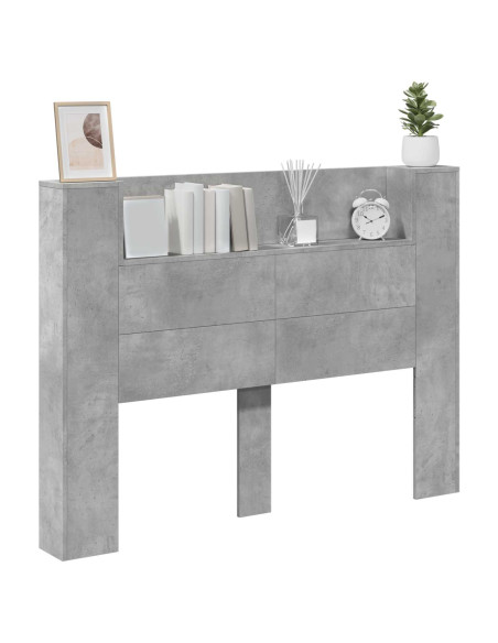 Testata con Mobile e LED Calcestruzzo 140 x 16,5 x 103,5 cm