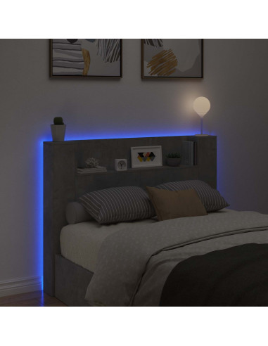 Testata con Mobile e LED Calcestruzzo 140 x 16,5 x 103,5 cm