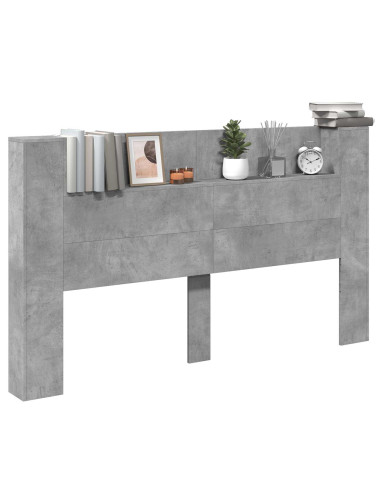 Testata con Mobile e LED Calcestruzzo 180 x 16,5 x 103,5 cm