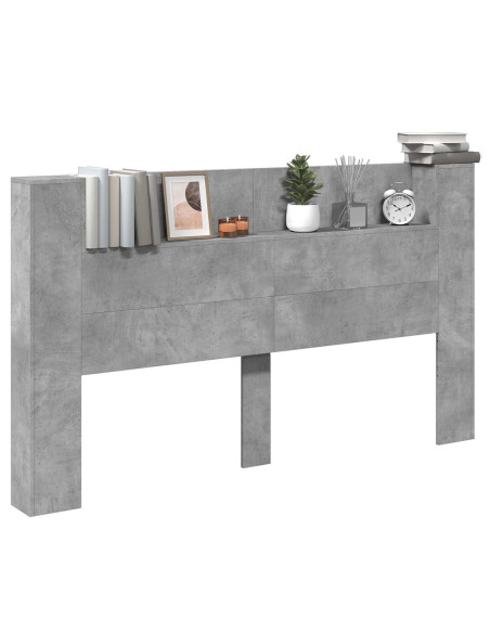 Testata con Mobile e LED Calcestruzzo 180 x 16,5 x 103,5 cm