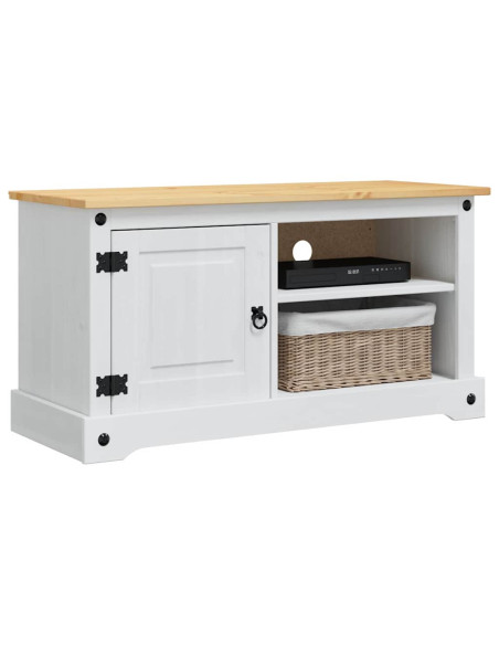 Mobile TV Corona Bianco 100 x 40 x 52 cm Pino massello