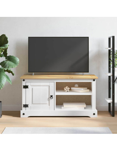 Mobile TV Corona Bianco 100 x 40 x 52 cm Pino massello