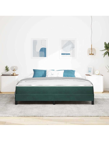 Letto a molle con materasso Verde Scuro 180 x 220 cm Tessuto