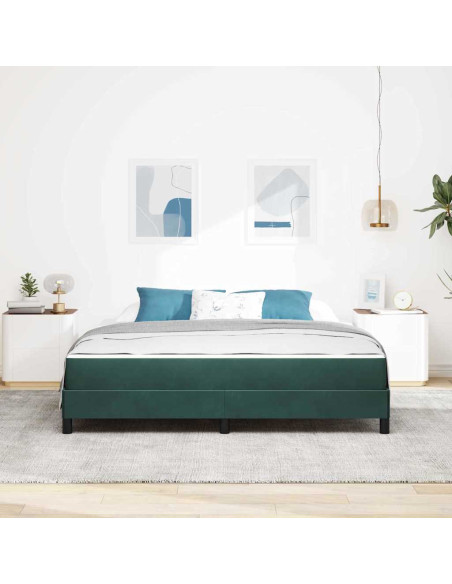Letto a molle con materasso Verde Scuro 180 x 220 cm Tessuto