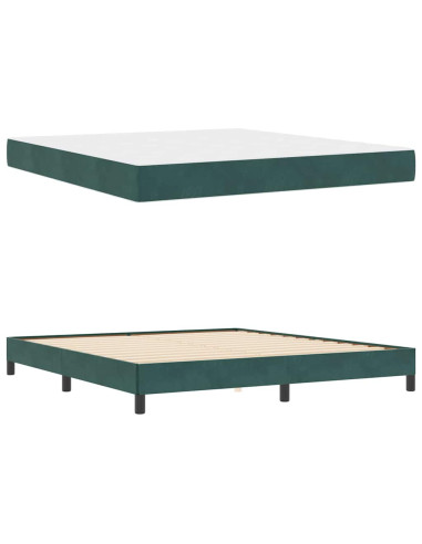 Letto a molle con materasso Verde Scuro 180 x 220 cm Tessuto