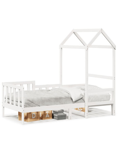 Dormeuse con Tetto 80x200 cm Bianco in Legno Massello di Pino