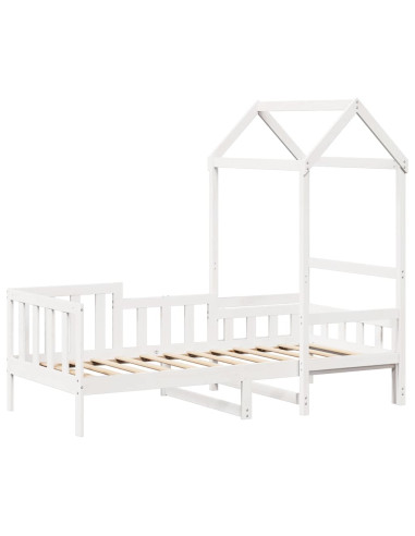 Dormeuse con Tetto 80x200 cm Bianco in Legno Massello di Pino