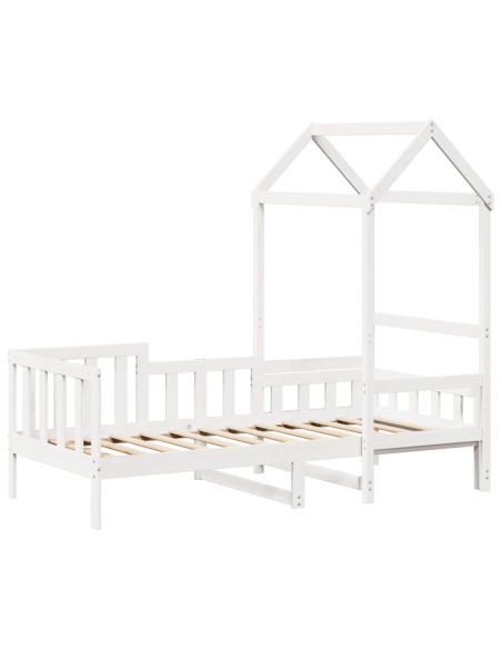 Dormeuse con Tetto 80x200 cm Bianco in Legno Massello di Pino