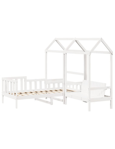 Set Dormeuse e Panca con Tetto Bianco 80x200cm Massello Pino
