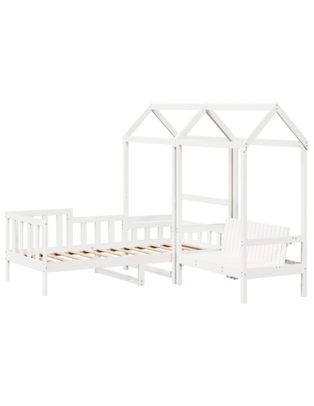 Set Dormeuse e Panca con Tetto Bianco 80x200cm Massello Pino