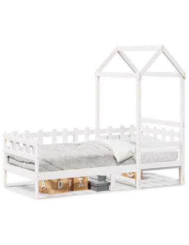 Dormeuse con Tetto 80x200 cm Bianco in Legno Massello di Pino