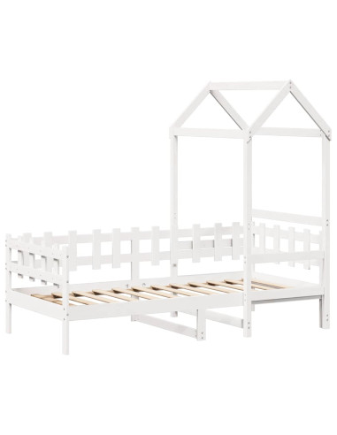 Dormeuse con Tetto 80x200 cm Bianco in Legno Massello di Pino