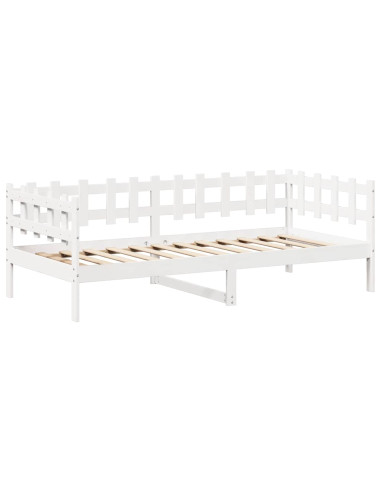 Dormeuse con Tetto 80x200 cm Bianco in Legno Massello di Pino