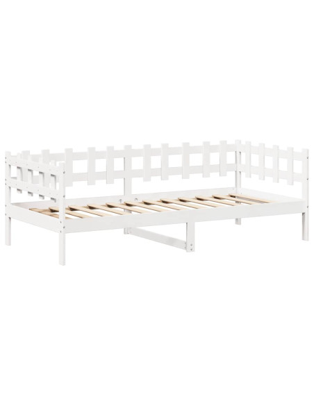 Dormeuse con Tetto 80x200 cm Bianco in Legno Massello di Pino