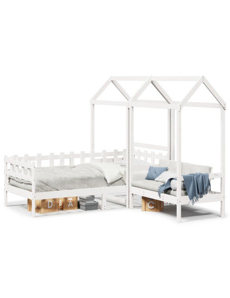 Set Dormeuse e Panca con Tetto Bianco 80x200cm Massello Pino