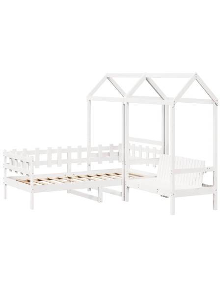 Set Dormeuse e Panca con Tetto Bianco 80x200cm Massello Pino