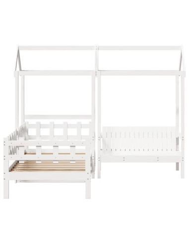 Set Dormeuse e Panca con Tetto Bianco 80x200cm Massello Pino