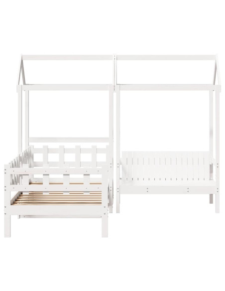 Set Dormeuse e Panca con Tetto Bianco 80x200cm Massello Pino