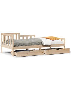 Dormeuse con Cassetti 80x200 cm in Legno Massello di Pino 2