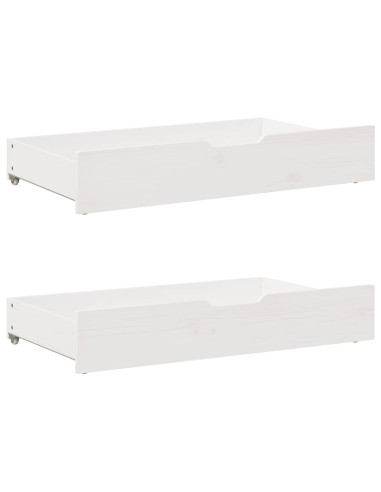 Dormeuse con Cassetti Bianca 80x200 cm Legno Massello di Pino