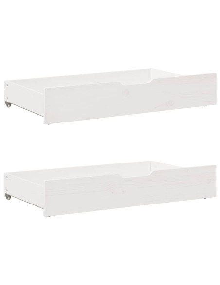 Dormeuse con Cassetti Bianca 80x200 cm Legno Massello di Pino