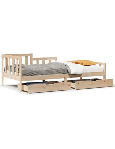 Dormeuse con Cassetti 90x190 cm in Legno Massello Pino 2