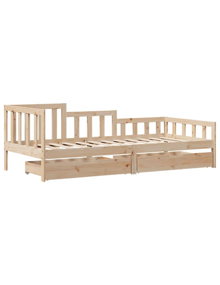 Dormeuse con Cassetti 90x190 cm in Legno Massello Pino