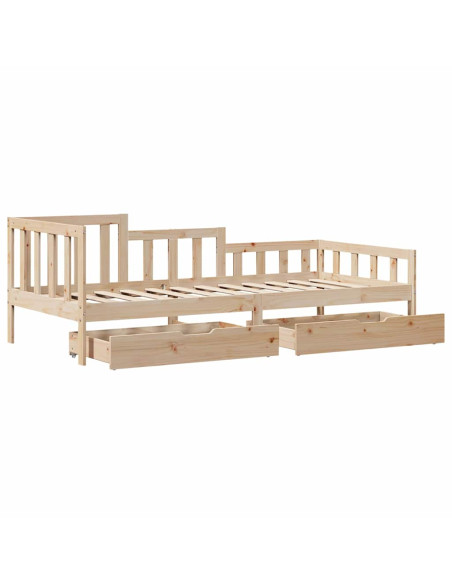 Dormeuse con Cassetti 90x190 cm in Legno Massello Pino