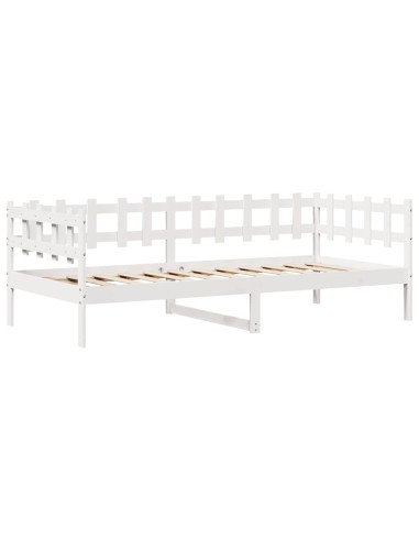 Dormeuse con Cassetti Bianco 90x200 cm Legno Massello di Pino