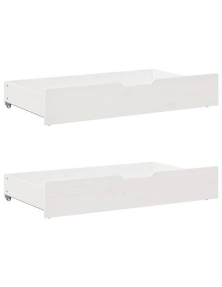 Dormeuse con Cassetti Bianco 90x200 cm Legno Massello di Pino