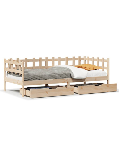 Dormeuse con Cassetti 90x190 cm in Legno Massello Pino