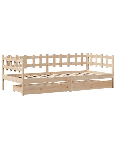Dormeuse con Cassetti 90x190 cm in Legno Massello Pino