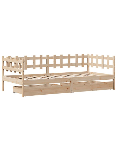 Dormeuse con Cassetti 90x190 cm in Legno Massello Pino