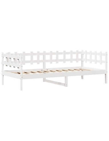 Dormeuse con Cassetti Bianco 90x190 cm Legno Massello di Pino