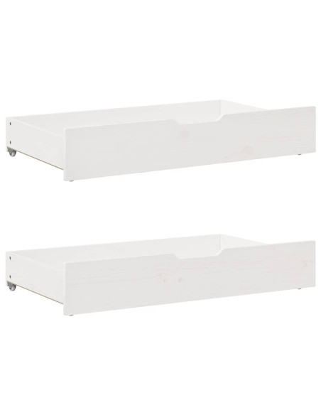 Dormeuse con Cassetti Bianco 90x190 cm Legno Massello di Pino