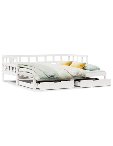 Letto Estraibile con Cassetti senza Materasso Bianco 80x200 cm