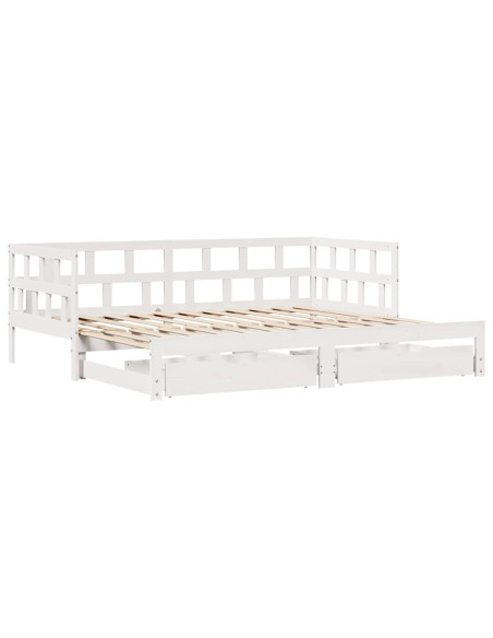 Letto Estraibile con Cassetti senza Materasso Bianco 80x200 cm
