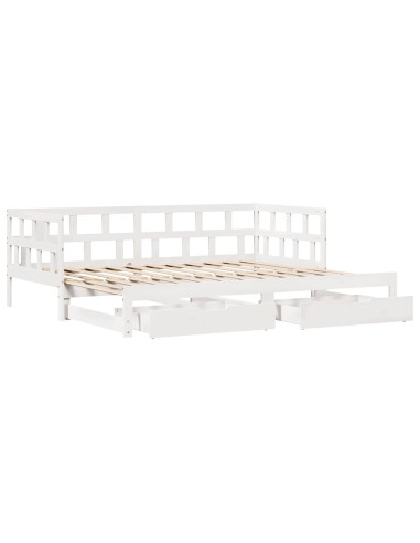 Letto Estraibile con Cassetti senza Materasso Bianco 80x200 cm