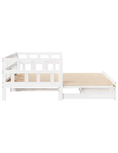 Letto Estraibile con Cassetti senza Materasso Bianco 80x200 cm