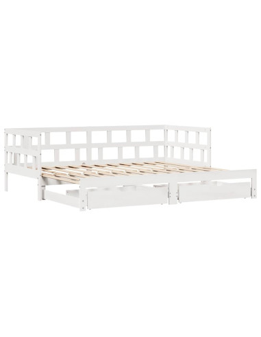 Letto Estraibile con Cassetti senza Materasso Bianco 90x190 cm